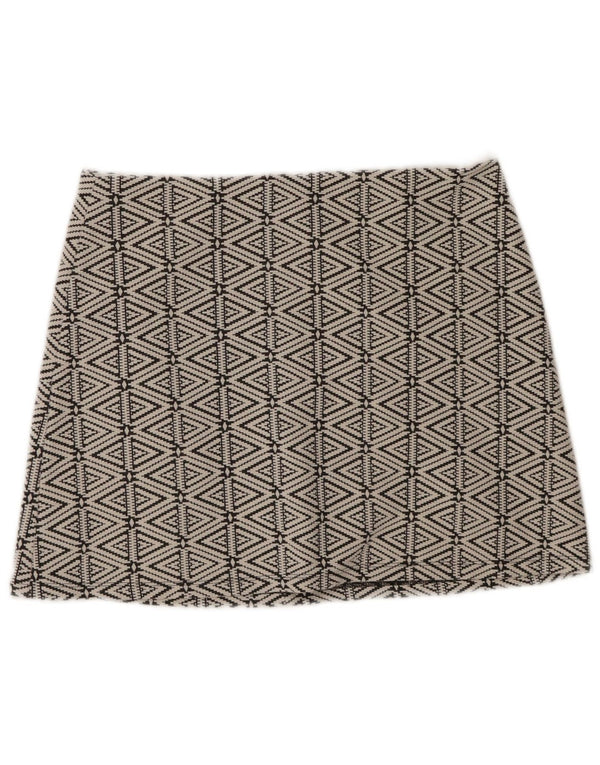 Topshop Mini jupe femme UK 14 Large W34 coton géométrique blanc