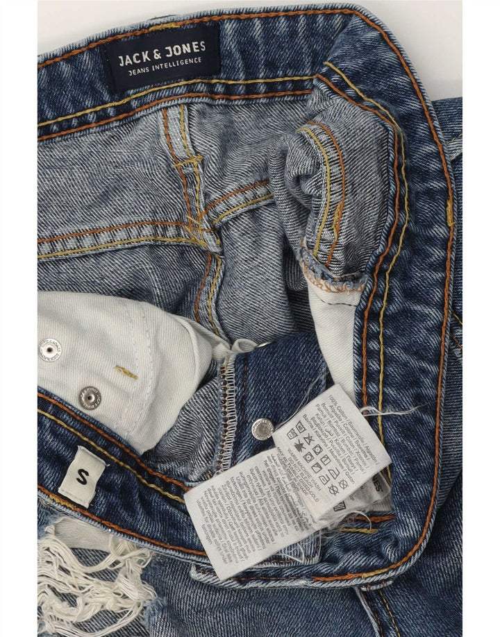 Jack & Jones Short en jean coupe droite effet vieilli pour homme Petit W28 Bleu Coton