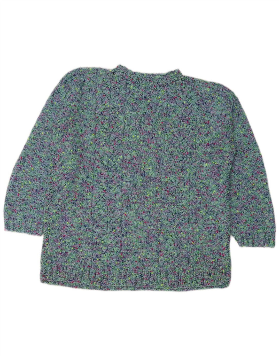 VINTAGE Femme Col Roulé Pull Pull UK 18 XL Bleu Moucheté
