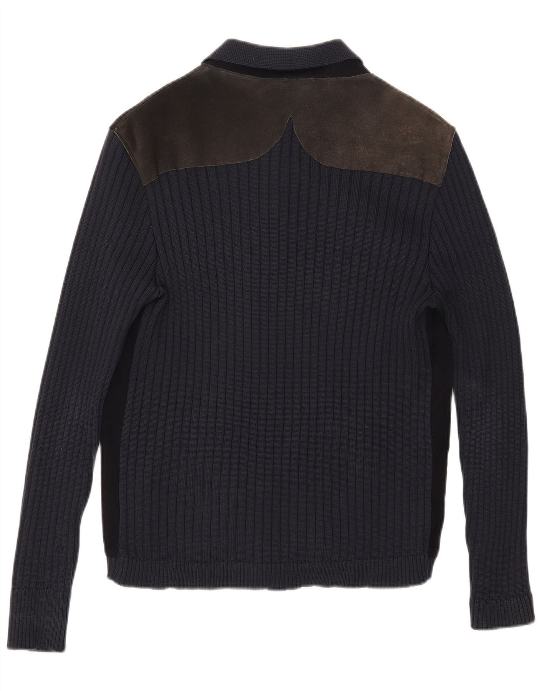 vintage Mens Cardigan Pull Moyen Bleu Marine Colorblock
