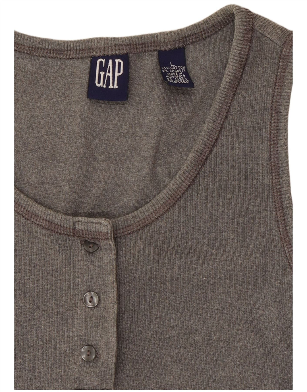 Gap Débardeur court pour femme UK 14 Large Gris Coton