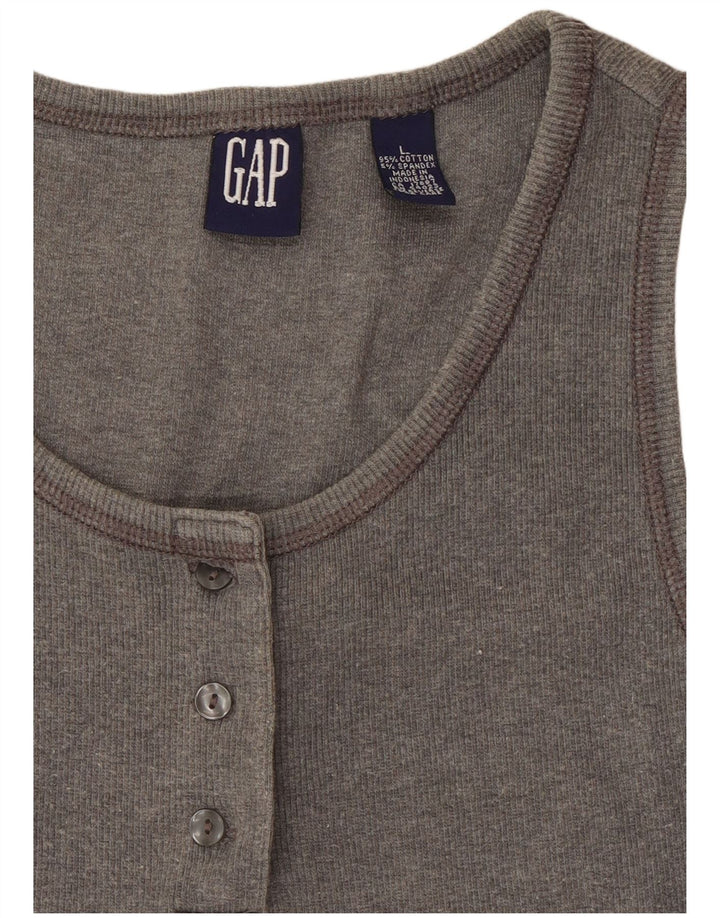 Gap Débardeur court pour femme UK 14 Large Gris Coton