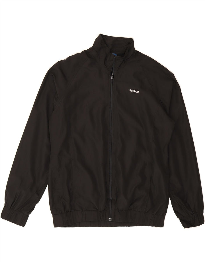 REEBOK Womens Tracksuit Top Jacket UK 16 Large Black Polyester Sports Vintage Reebok and Second-Hand Reebok from Messina Hembry 
