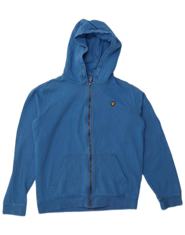 Lyle & Scott Pull à capuche zippé pour garçon 14-15 ans Bleu Coton