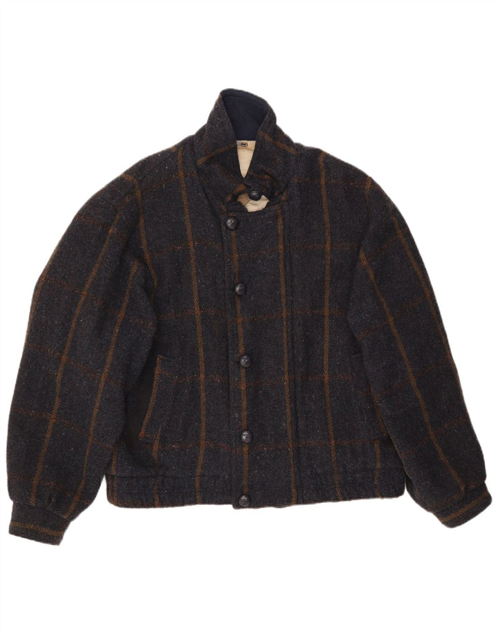 Rodrigo Veste Bomber Sherpa Homme IT 50 Laine à Carreaux Gris Grand