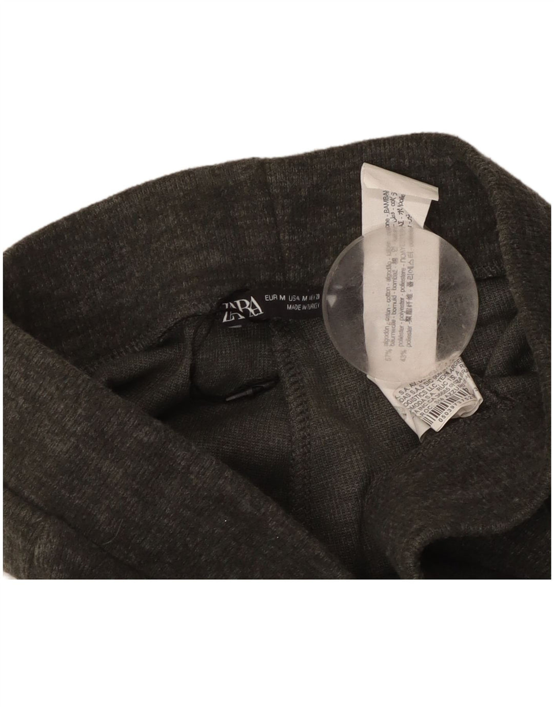 Zara Pantalon De Survêtement Femme UK 12 Coton Chiné Gris Moyen