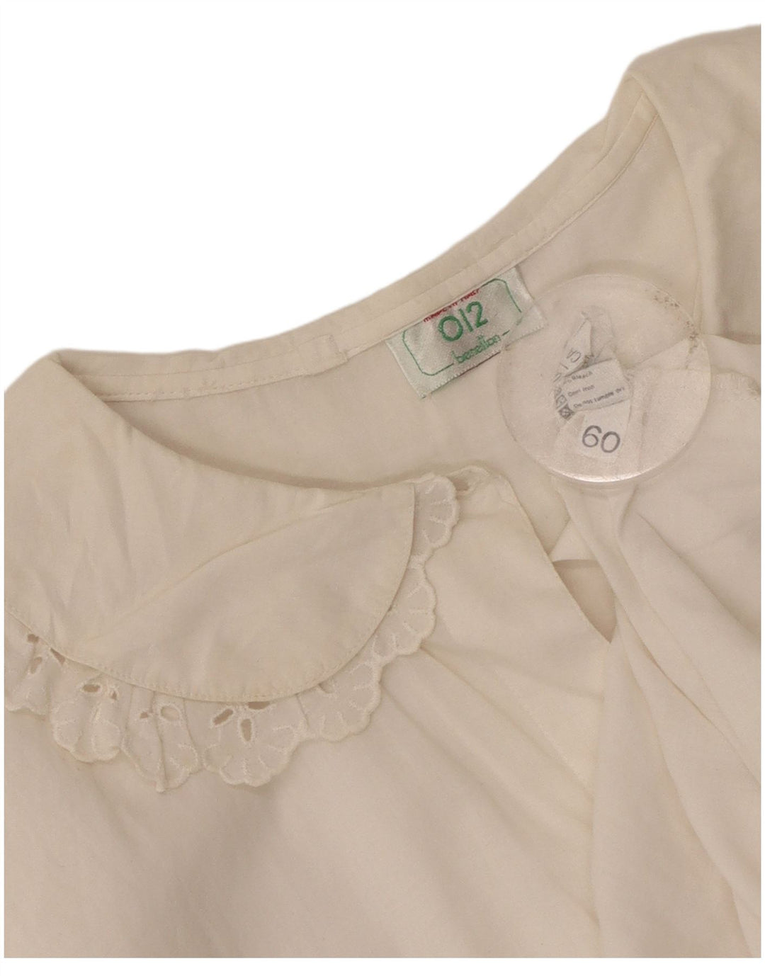 Benetton Chemise Chemisier UK 8 Small Off White Coton Femme