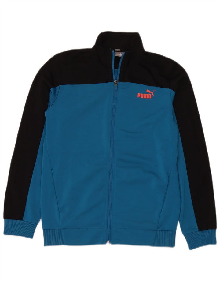 Puma Veste de survêtement pour garçon 11-12 ans Large Bleu Colorblock Polyester