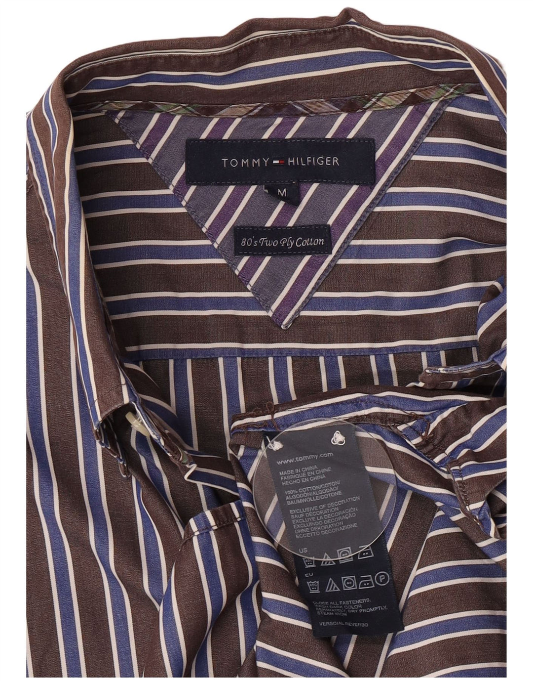 Tommy Hilfiger Chemise Homme Coton Rayé Marron Moyen