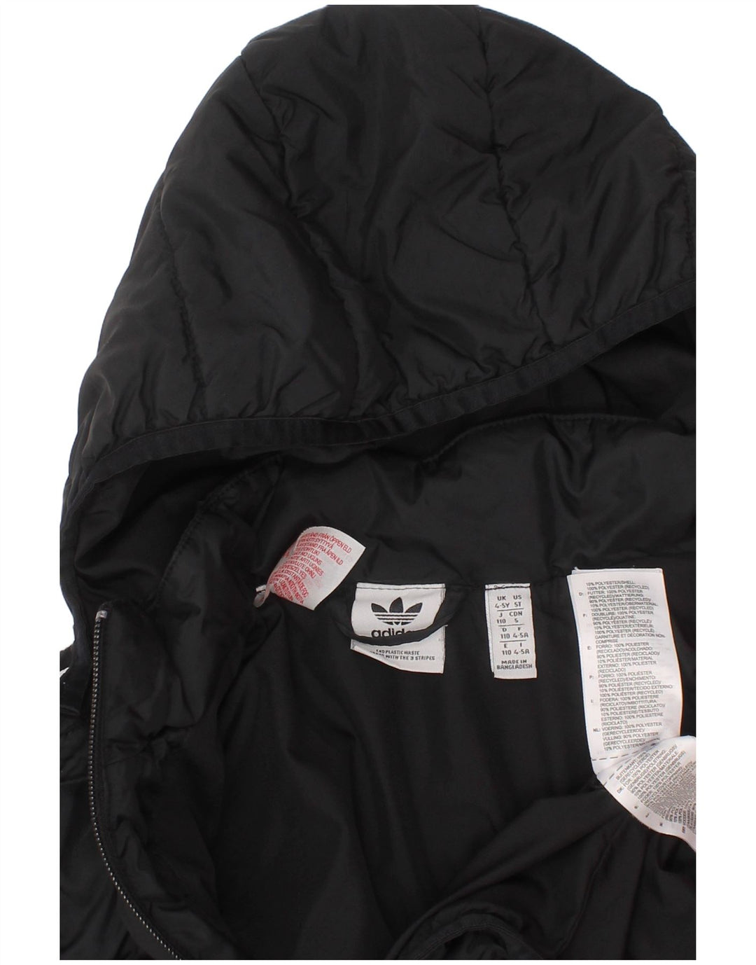 Veste matelassée à capuche Adidas Garçon 4-5 ans Noir Polyester
