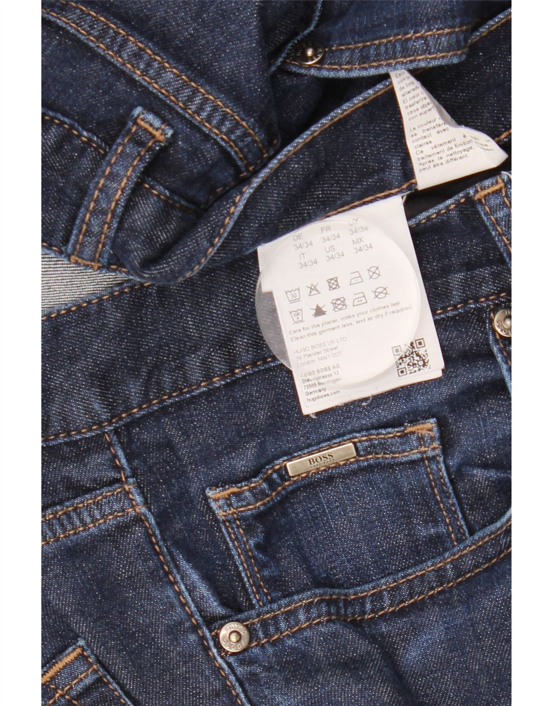 HUGO BOSS Jean Slim W34 L34 Bleu Marine Coton Homme