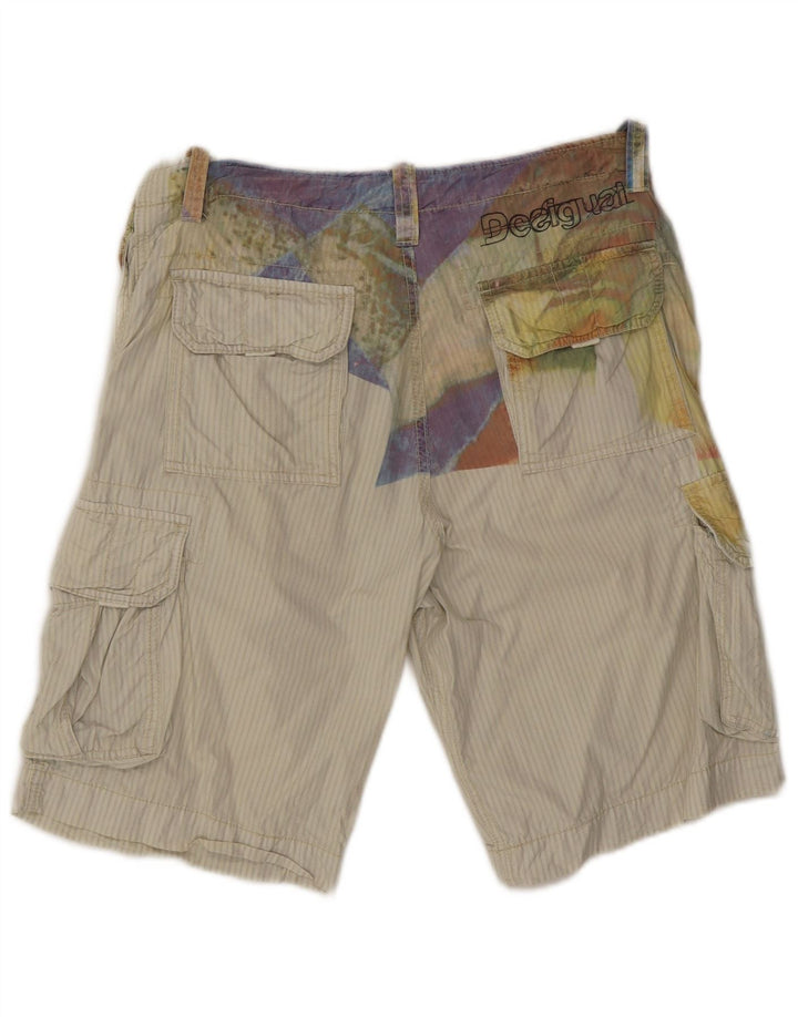 Desigual Short cargo graphique pour homme EU 42 Medium W34 Beige Coton