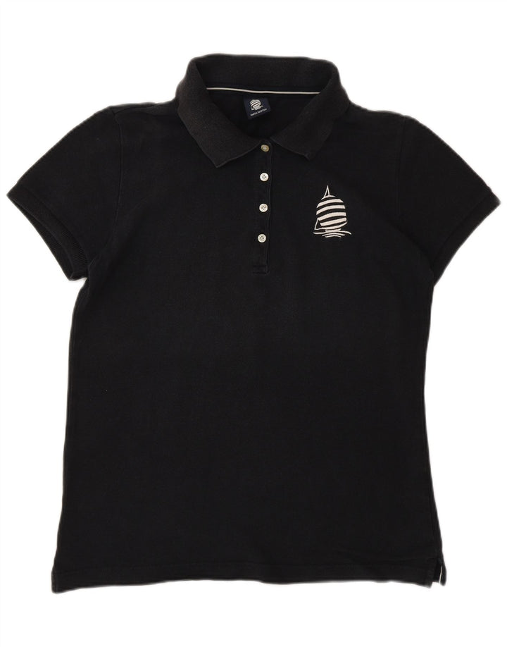 MARINA YACHTING Polo Femme UK 14 Large Noir Coton