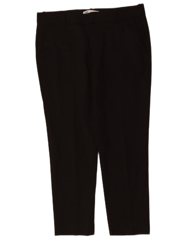 Pantalon Chino Slim Femme ZARA EU 42 Large W32 L27 Coton Noir