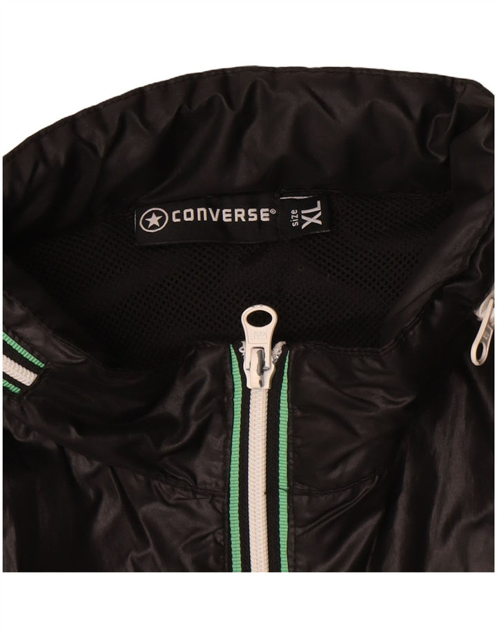 Converse Veste coupe-vent pour homme UK 42 XL Noir Polyester