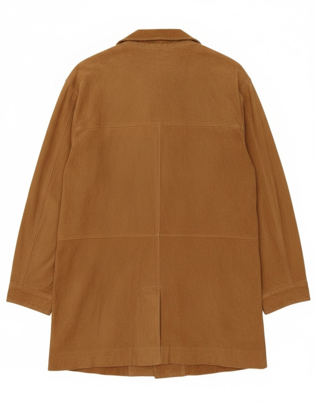 vintage Femme Suède Pardessus IT 42 Cuir Beige Moyen