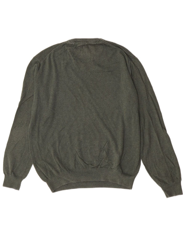vintage Mens Regular Fit V-Col Jumper Pull XL Vert Coton