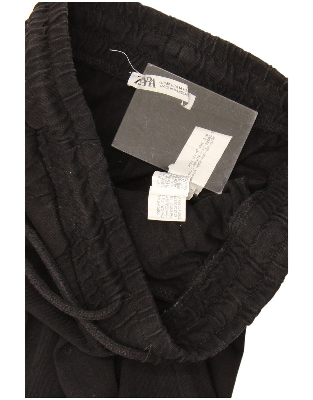Zara Pantalon de survêtement pour femme UK 14 Coton noir moyen