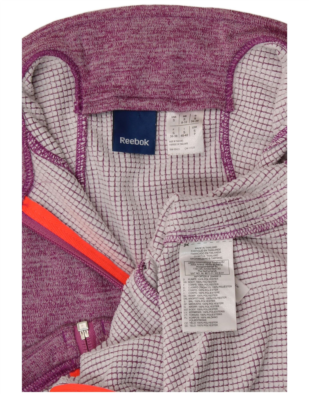 REEBOK Veste de survêtement pour femme UK 8/10 Petit Violet Moucheté Polyester