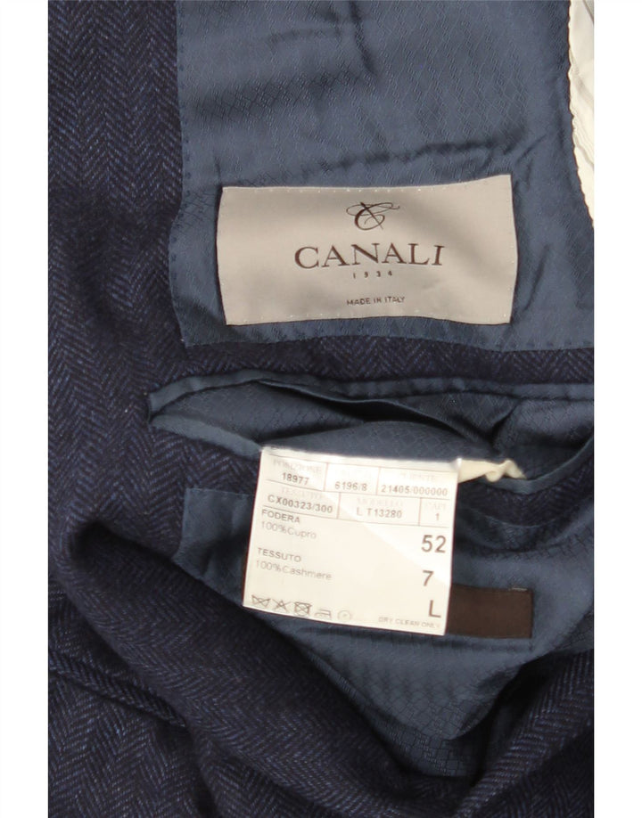 CANALI Veste Blazer 2 Boutons Homme IT 52 XL Bleu Marine Chevrons Cachemire