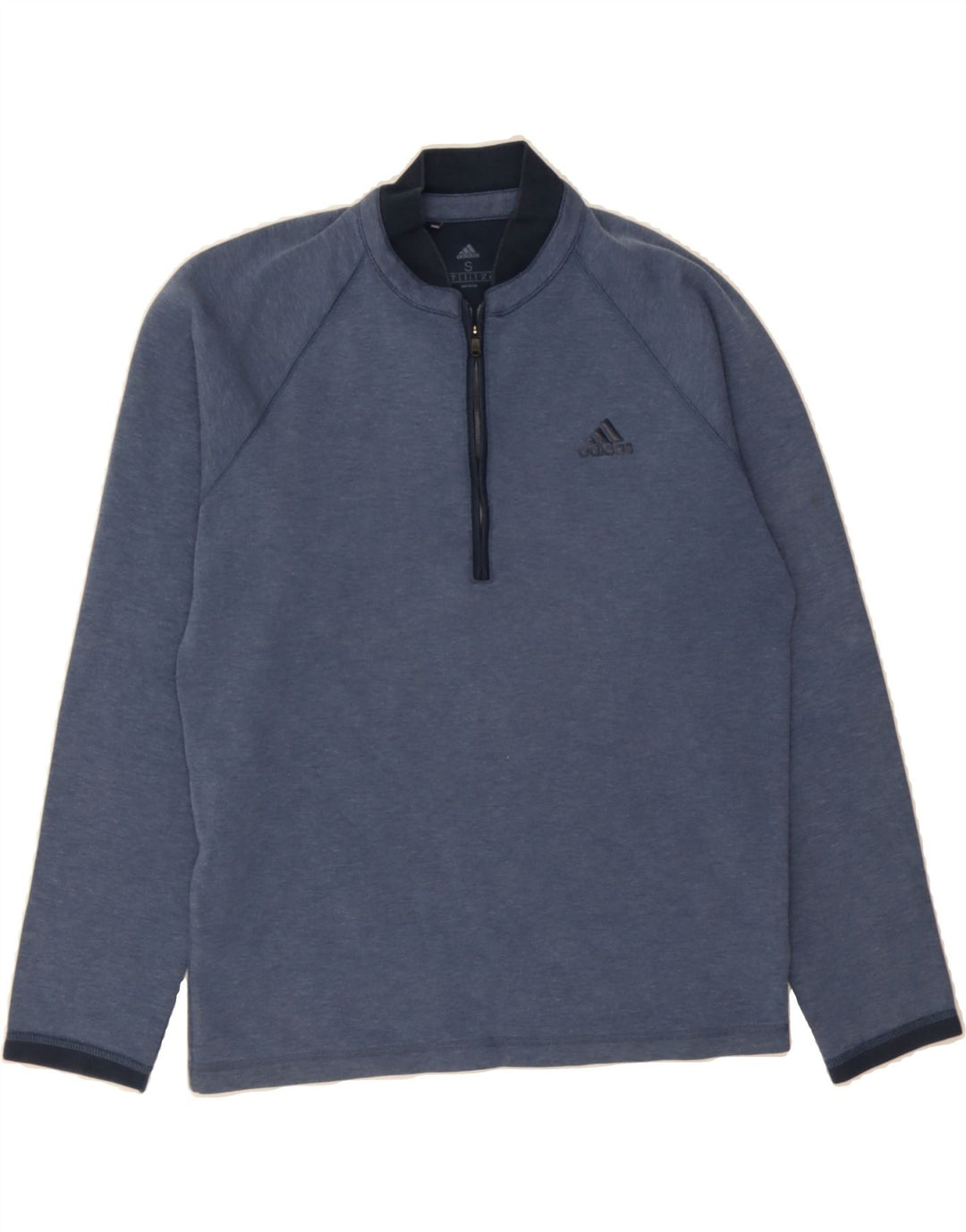 ADIDAS Mens Zip Neck Sweatshirt Jumper Small Navy Blue Cotton Vintage Adidas and Second-Hand Adidas from Messina Hembry 