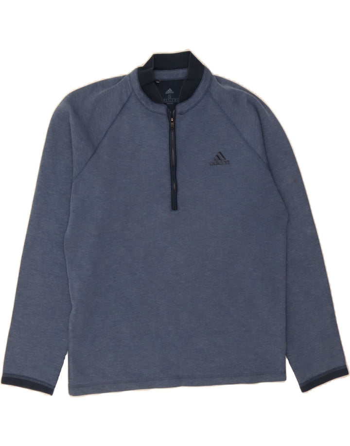 ADIDAS Mens Zip Neck Sweatshirt Jumper Small Navy Blue Cotton Vintage Adidas and Second-Hand Adidas from Messina Hembry 