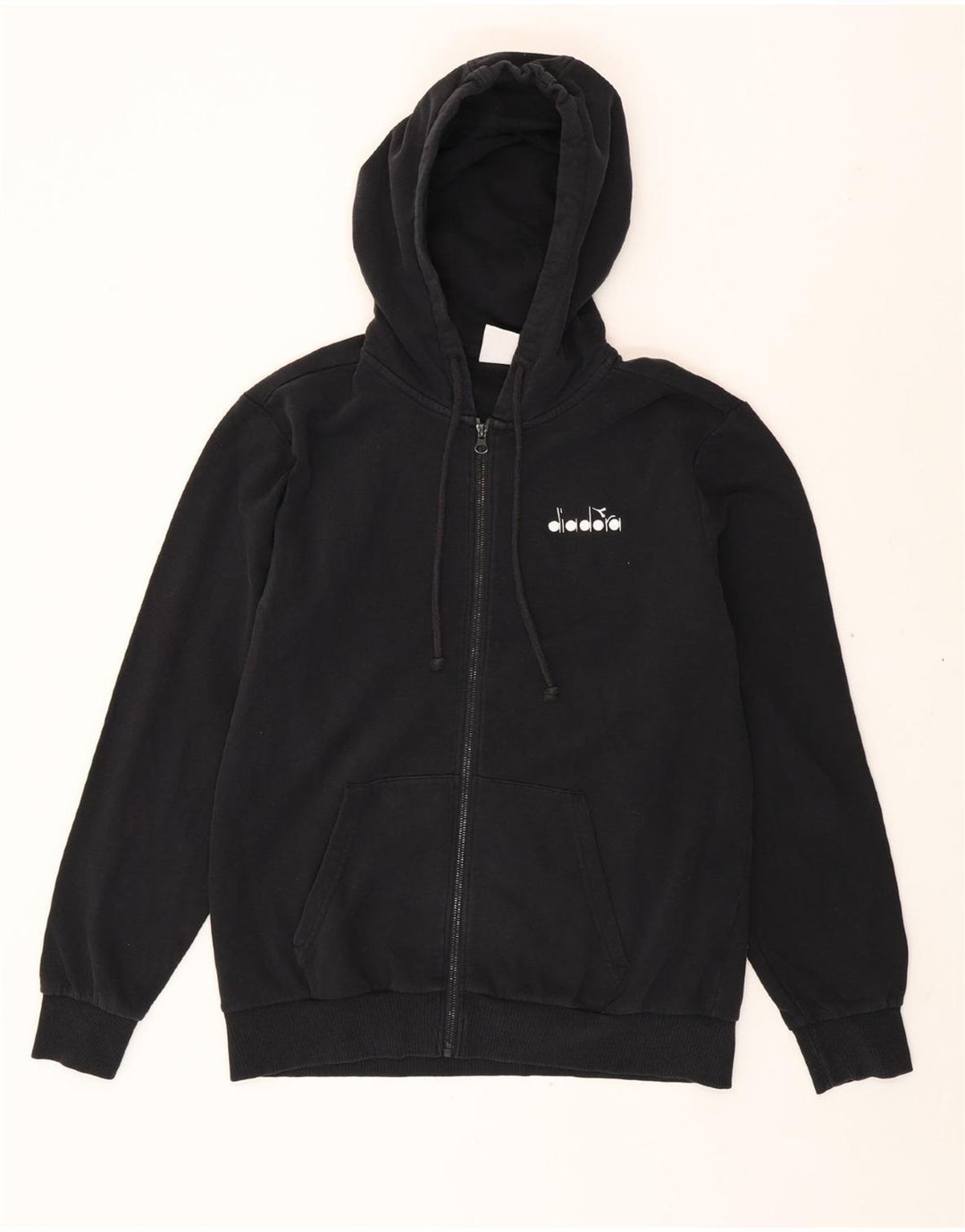 DIADORA Mens Zip Hoodie Sweater Medium Black Cotton Vintage Diadora and Second-Hand Diadora from Messina Hembry 
