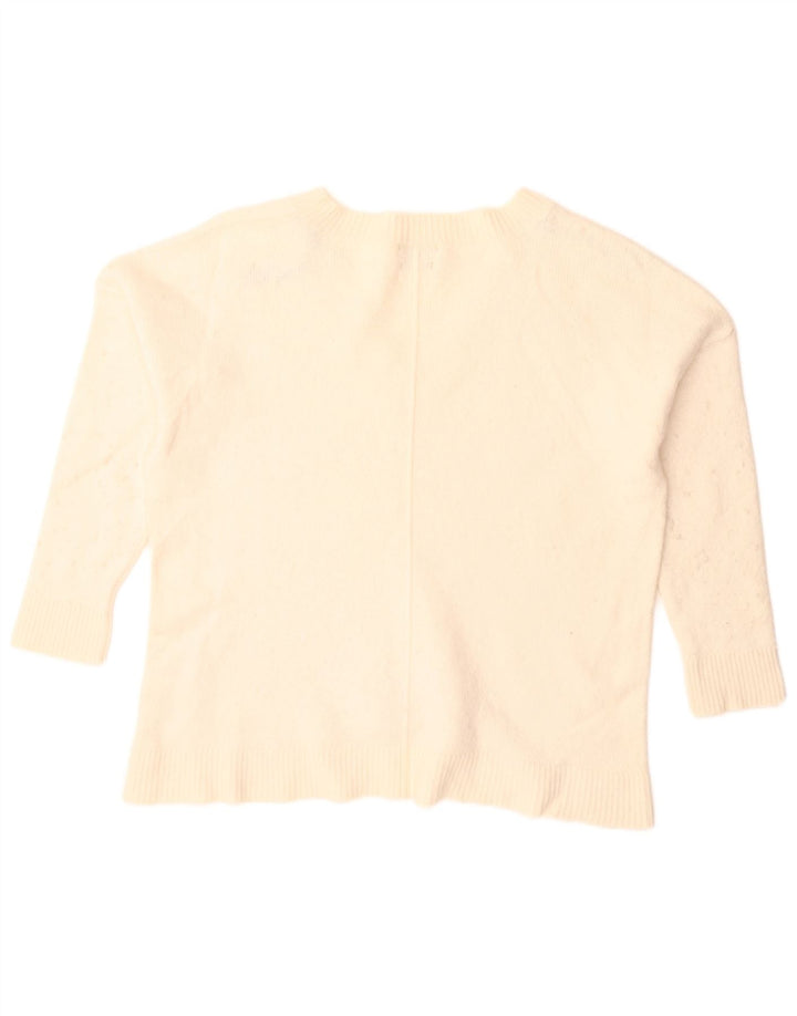 Massimo Dutti Pull surdimensionné à col en V pour femme UK 10 Petit Blanc cassé
