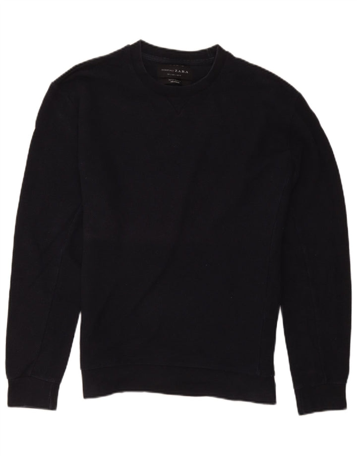 Zara Homme Sweatshirt Jumper Large Bleu Marine Coton