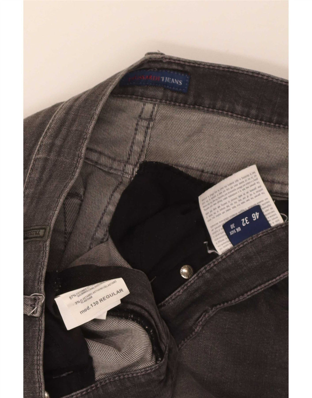 Trussardi Femme Jean Droit W30 L29 Gris Coton