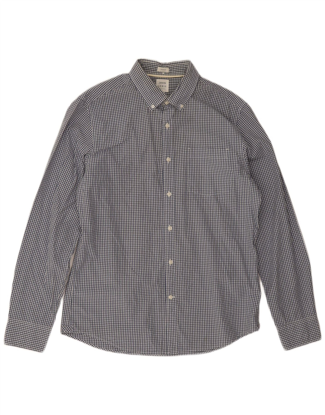 John Lewis Chemise cintrée pour homme en coton vichy bleu marine
