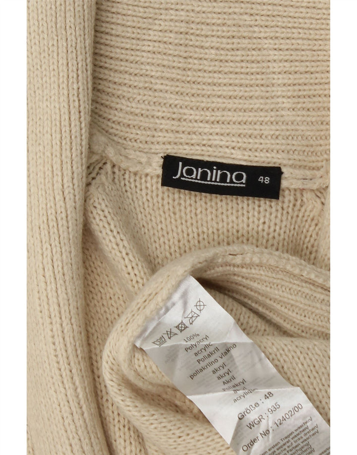 JANINA Cardigan long surdimensionné pour femme EU 48 2XL Beige Fair Isle