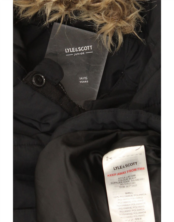 Lyle & Scott Veste matelassée à capuche garçon 14-15 ans Noir Polyamide
