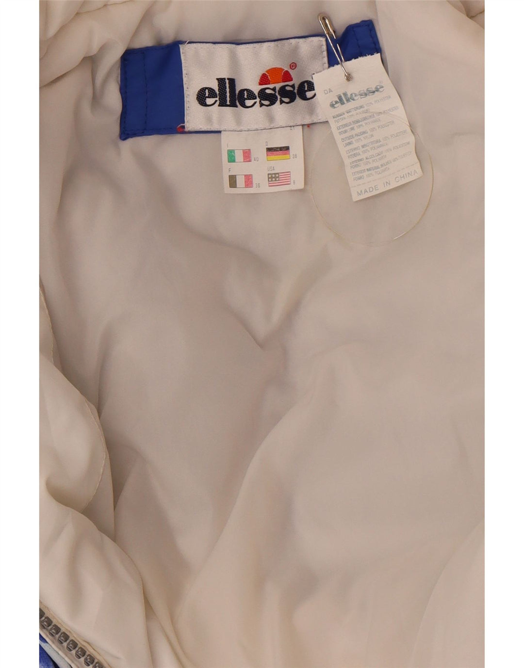 Ellesse Combinaison de ski surdimensionnée à capuche pour femme IT 40 Small White Floral
