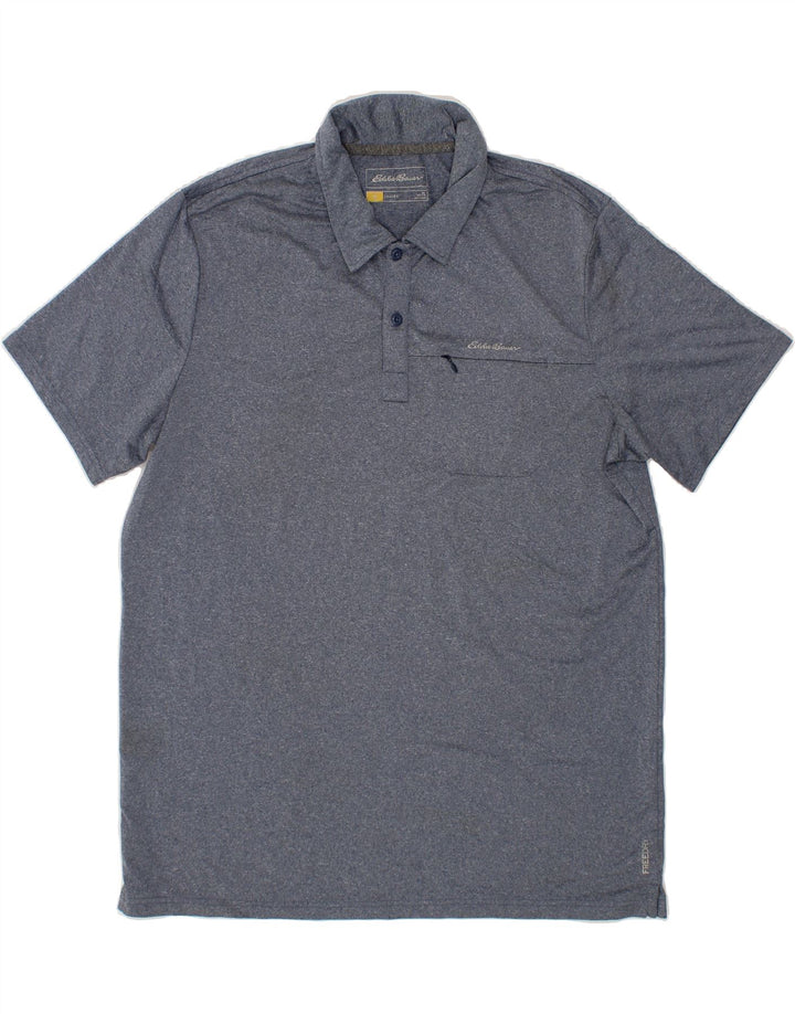 EDDIE BAUER Mens Polo Shirt Large Blue Flecked Polyester Vintage Eddie Bauer and Second-Hand Eddie Bauer from Messina Hembry 