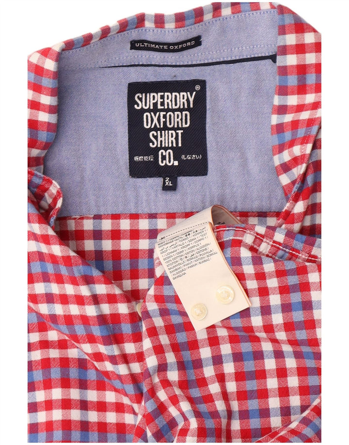 Superdry Chemise à manches courtes pour hommes 2XL Rouge Vichy Coton