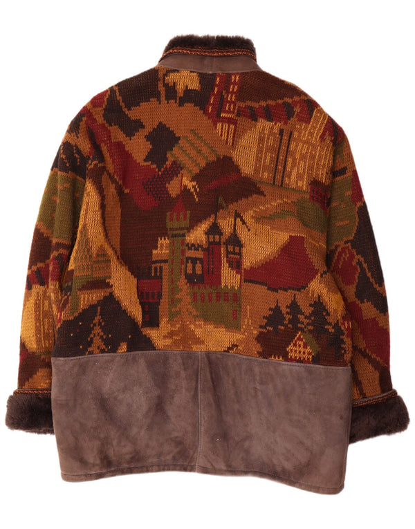 vintage Mens Knit Shearling Jacket IT 54 2XL Brun Shearling Nouveauté