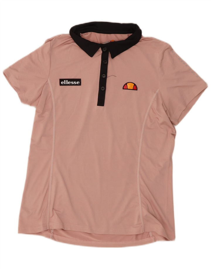 Ellesse Polo Femme UK 12 Rose Moyen Colorblock Polyester