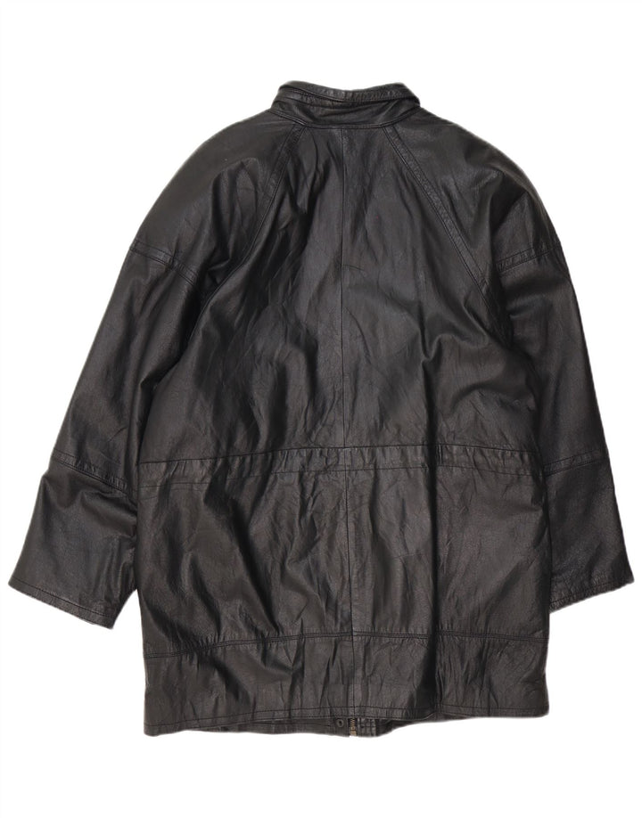 veste en cuir femme vintage EU 40 Moyen Noir