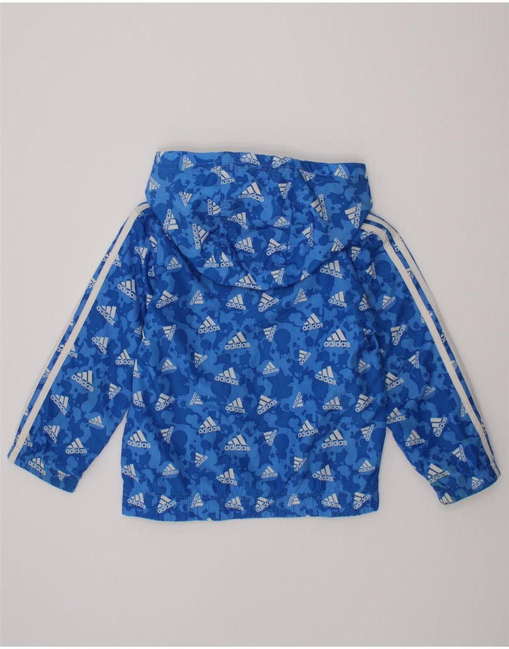 Adidas Veste coupe-vent à capuche graphique pour garçon 2-3 ans Bleu Polyester