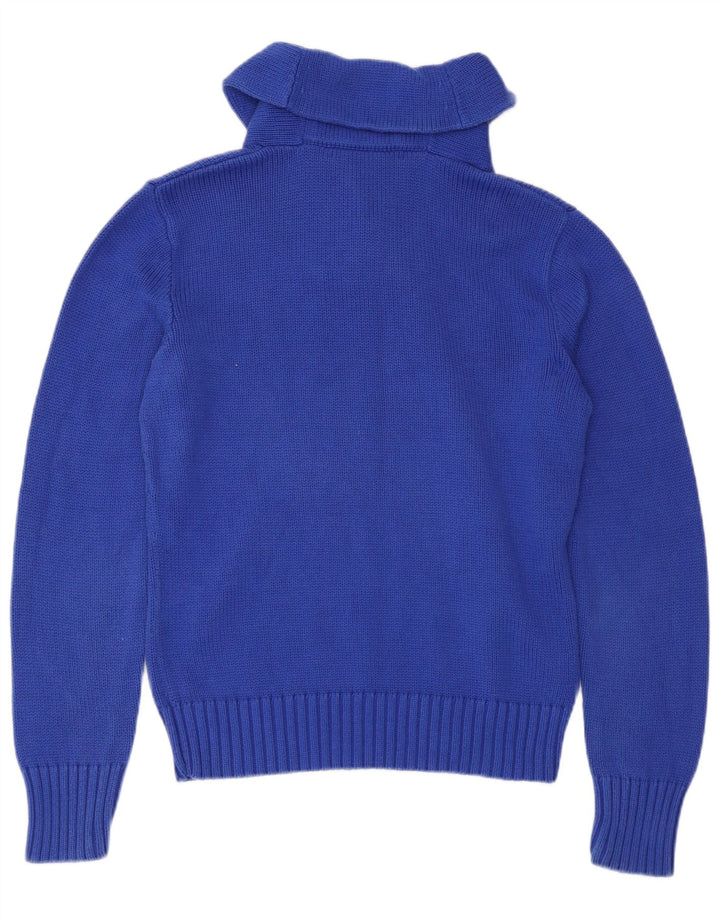 RALPH LAUREN Pull à col châle pour femme UK 14 Grand coton bleu marine