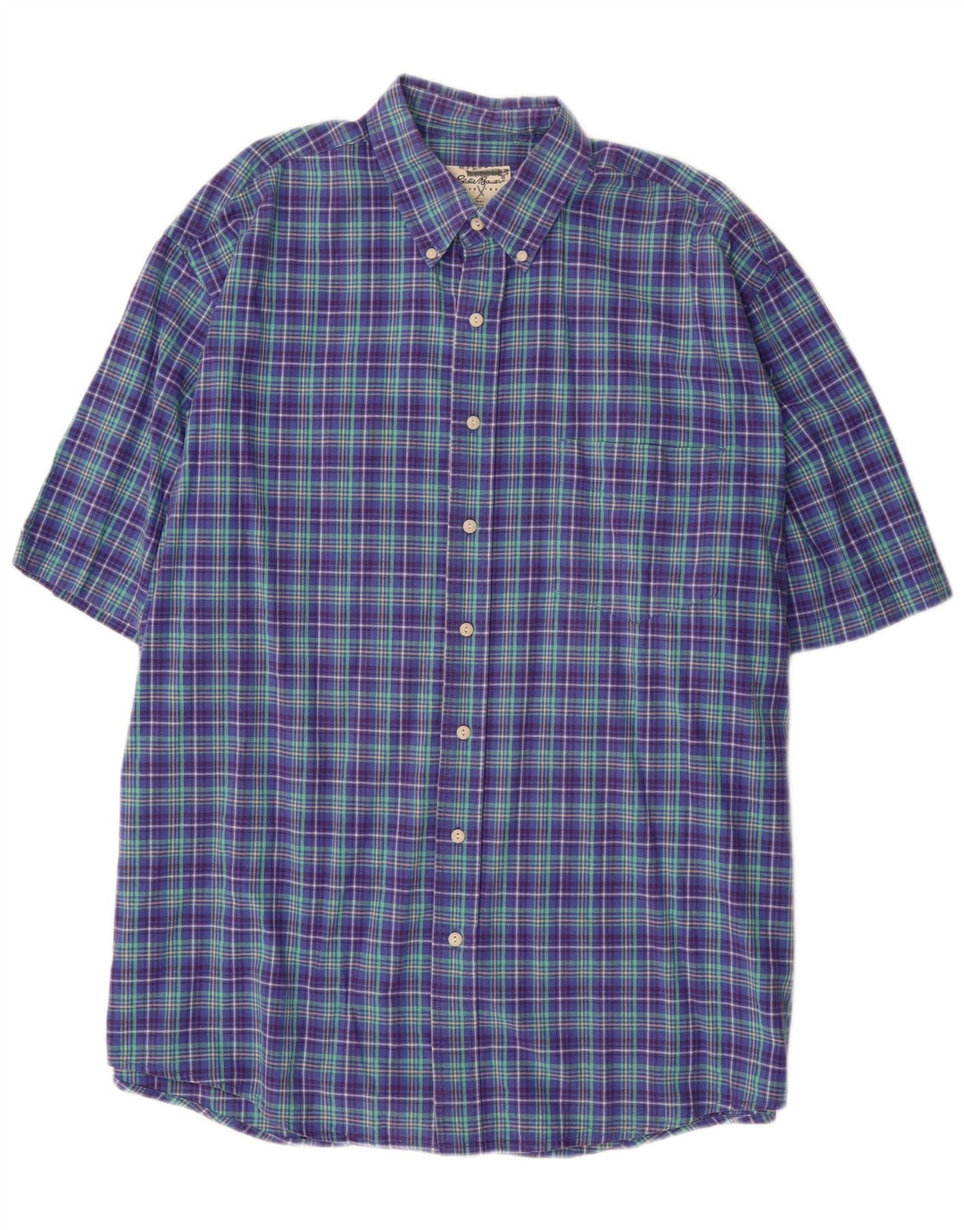 EDDIE BAUER Chemise à manches courtes pour homme XL en coton à carreaux violet