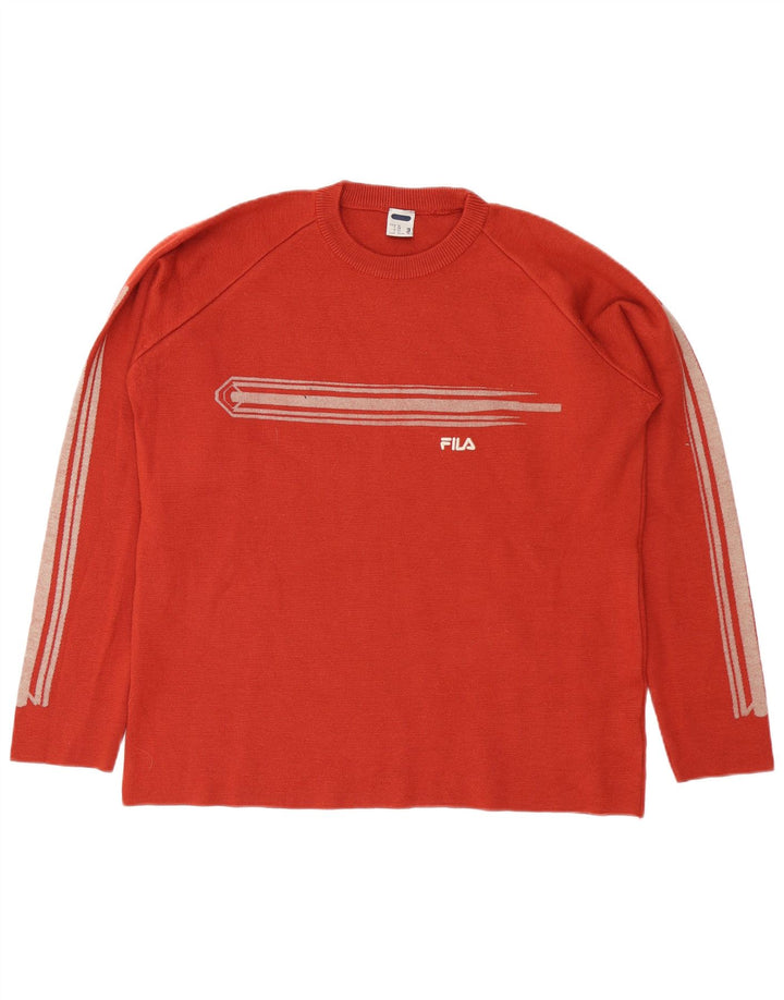 Fila Pull à col rond pour homme XL en laine color block rouge