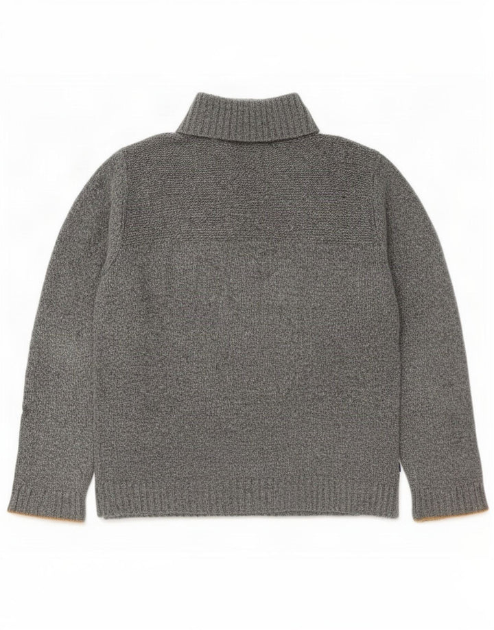 Fat Face Pull à col boutonné pour homme en laine mouchetée Gris Taille L