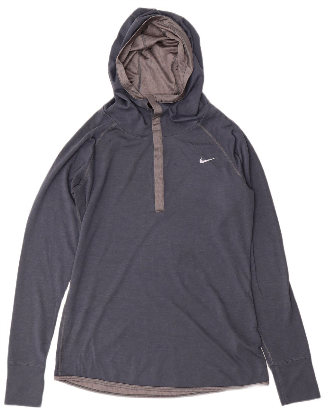 NIKE Haut de survêtement à capuche Dri Fit pour femme UK 14 Large Bleu marine