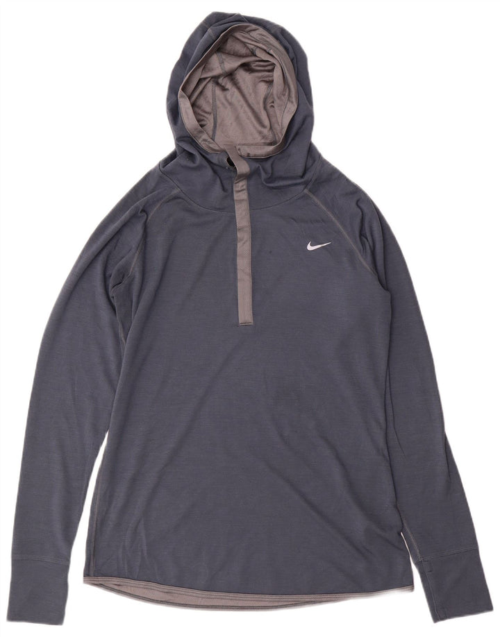 NIKE Haut de survêtement à capuche Dri Fit pour femme UK 14 Large Bleu marine