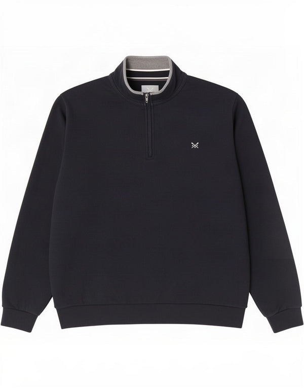 Crew Clothing Sweat-shirt à col zippé pour homme en coton bleu marine 2XL