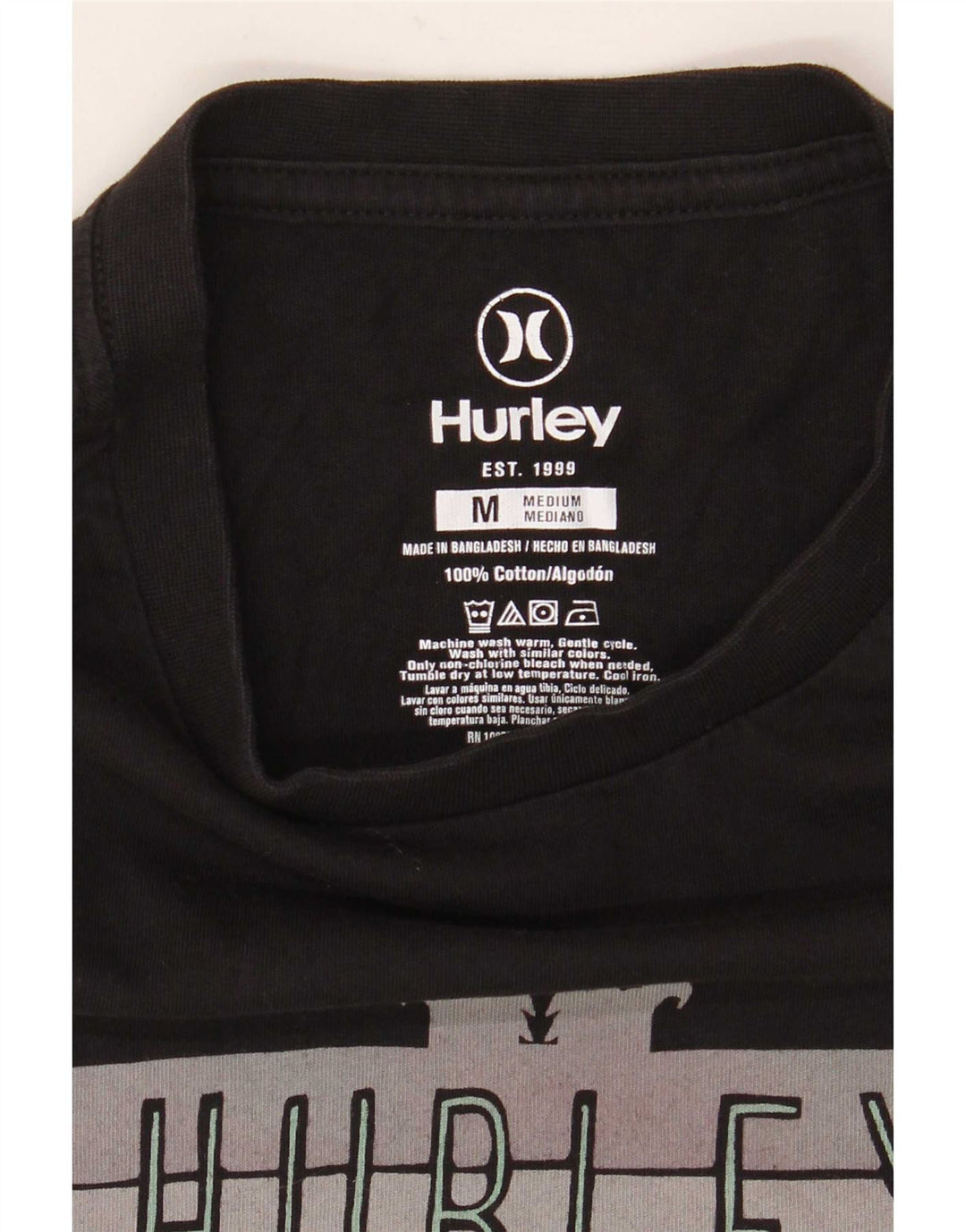 Hurley T-Shirt Graphique Homme Noir Moyen Coton