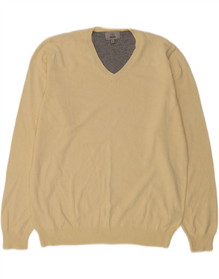 MARKS & SPENCER Pull coupe classique à col en V pour homme, grand coton beige