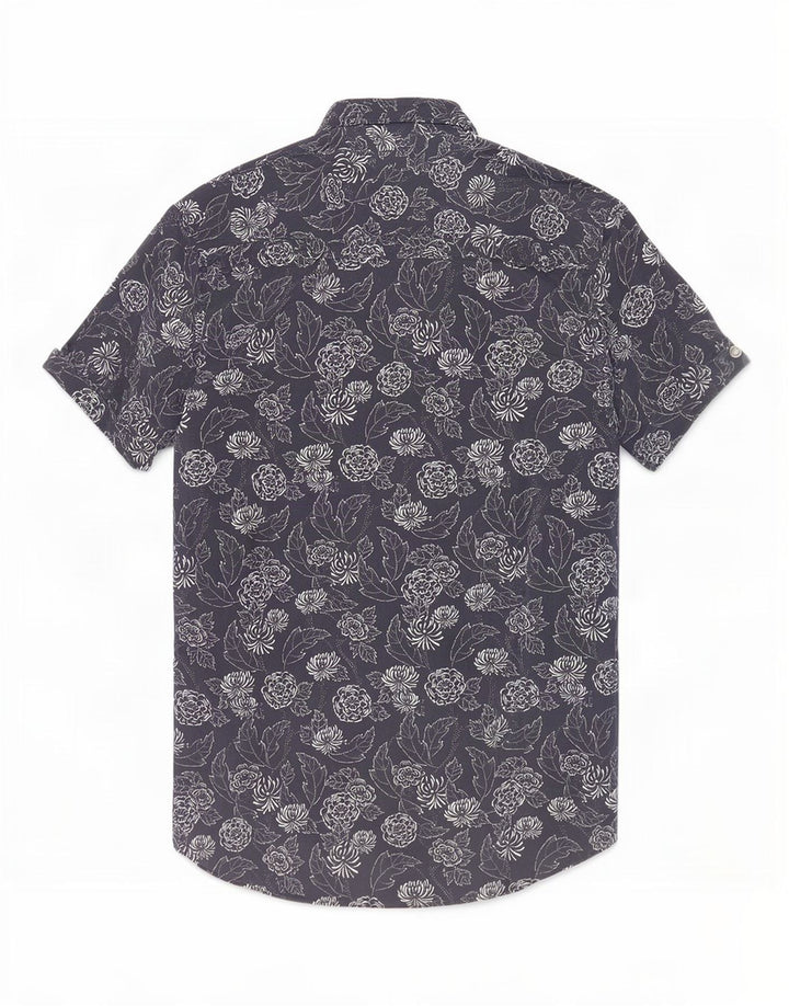 Ted Baker Chemise à manches courtes pour homme Taille 2 Petit coton floral bleu marine